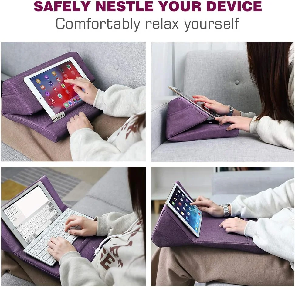 پایه نگهدارنده تبلت MoKo، بالشت نرم برای تبلت، مناسب برای تبلت تا 11 اینچ، سازگار با آیپد 10.2 اینچی (نسل 8)، آیپد ایر 4 10.9 اینچی/ ایر 3، آیپد پرو 11/10.5/9.7، مینی 5 4، گلکسی تب S6/ S7 11 اینچی، بنفش