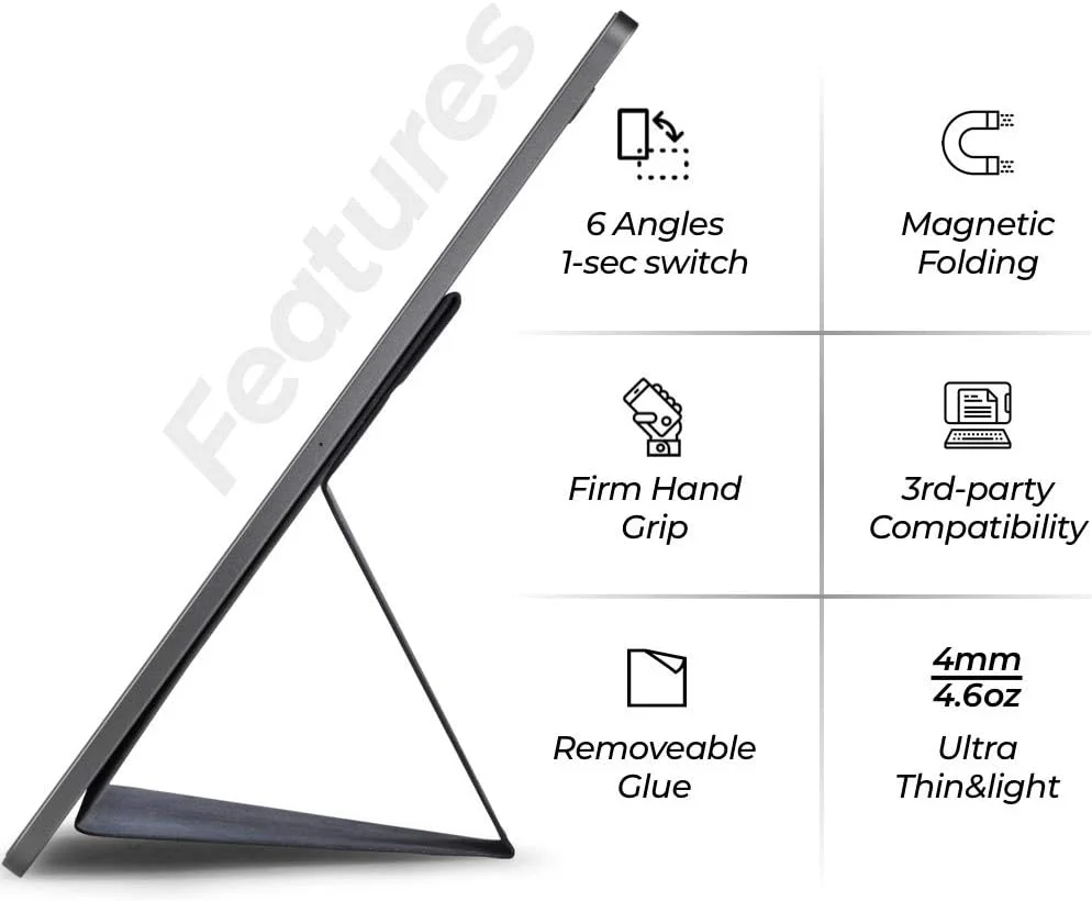 پایه تبلت چسبی باریک و نامرئی MOFT، قابل تنظیم، سازگار با تبلت ها تا 12.9 اینچ، خاکستری فضایی