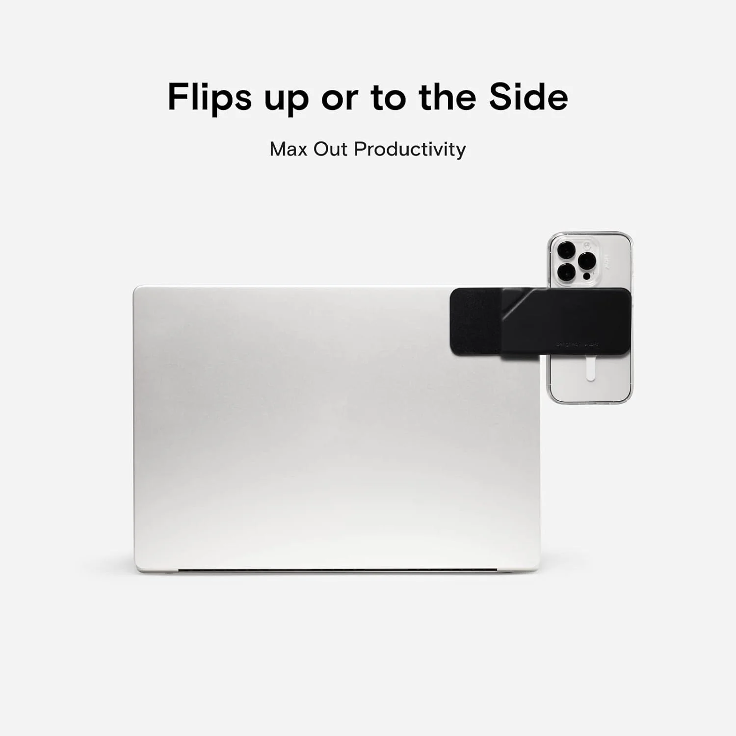 نگهدارنده مغناطیسی لپ تاپ و آیفون MOFT، نگهدارنده دوربین Continuity، نگهدارنده تاشو قابل حمل بالای لپ تاپ و کناری برای راه اندازی دو صفحه نمایش، مشکی