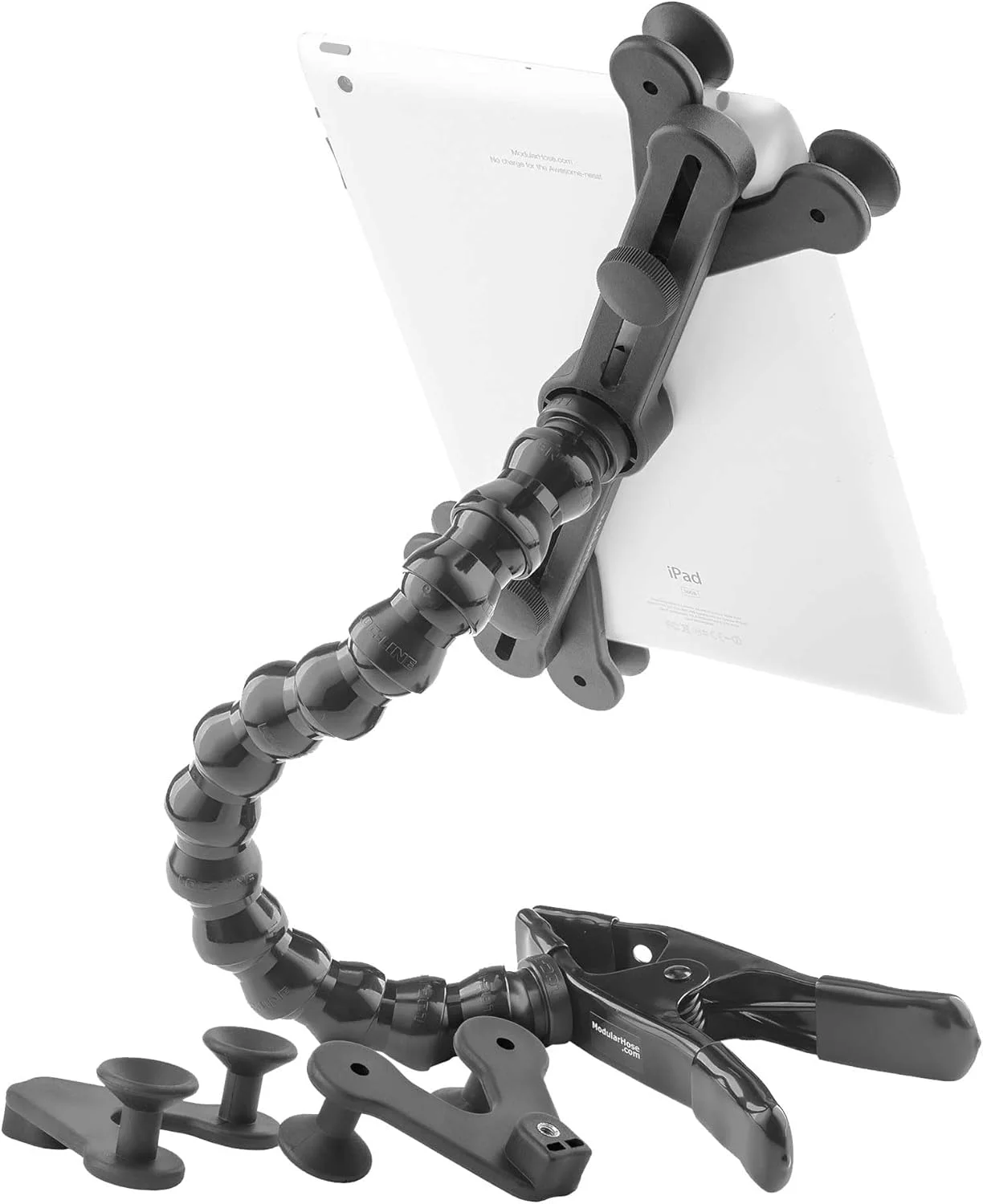 نگهدارنده تبلت ModularHose با گیره فنری سنگین (تا 2 اینچ باز می شود)، سازگار با تبلت ها و قاب ها تا 14.25 اینچ (iPad, iPad Air, iPad Pro 11, Samsung Tab, Microsoft Surface)، بازوی 14 اینچی