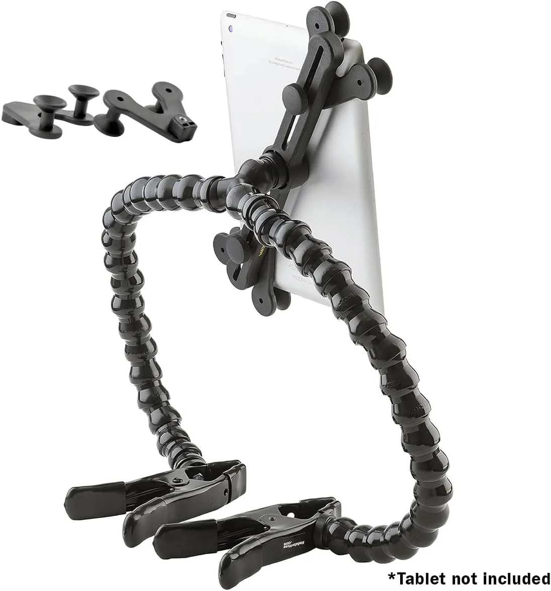 نگهدارنده تبلت MOGO ModularHose با گیره فنری سنگین (تا 2 اینچ باز می شود)، سازگار با تبلت ها و قاب ها تا 14.25 اینچ (iPad, iPad Air, iPad Pro 11, Samsung Tab, Microsoft Surface)، دارای دو بازوی 18 اینچی
