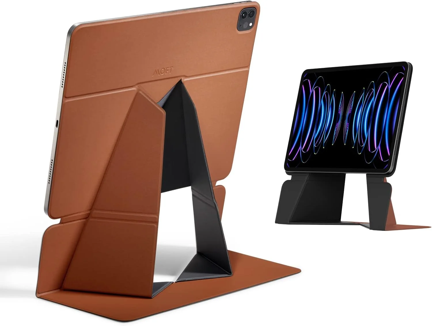 کیف تبلت MOFT سازگار با پرو 12.9 اینچی (نسل 4/5/6)، پایه شناور تاشو مقاوم در برابر خراش و تغییر رنگ، پایه تبلت سبک و قابل حمل (قهوه ای)