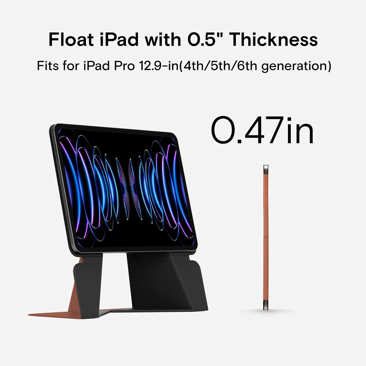 کیف تبلت MOFT سازگار با پرو 12.9 اینچی (نسل 4/5/6)، پایه شناور تاشو مقاوم در برابر خراش و تغییر رنگ، پایه تبلت سبک و قابل حمل (قهوه ای)