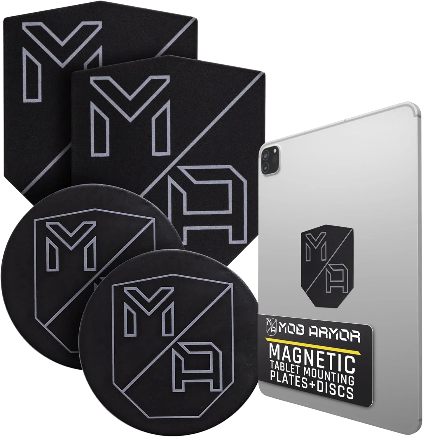 مجموعه ترکیبی Mob Armor TabNetic - راه حل نصب تبلت مغناطیسی با صفحه فلزی سنگین، دیسک نصب قابل تنظیم و استیکرهای مغناطیسی چسب قوی 3M VHB بدون علامت برای نصب تبلت در خودرو