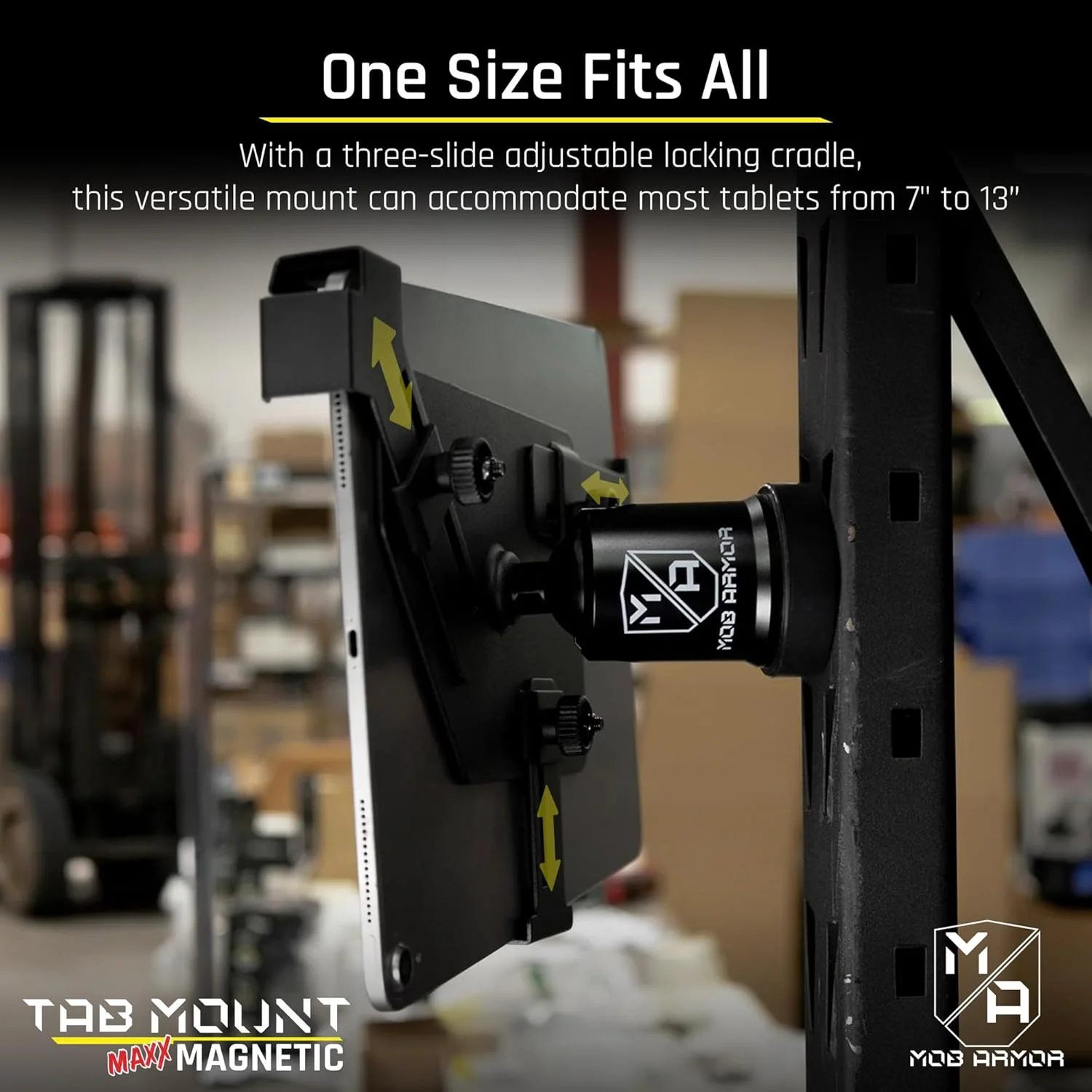 نگهدارنده تبلت مگنت دار یونیورسال Mob Armor Tab Mount Maxx برای خودرو، مونتاژ شده در آمریکا، مناسب تبلت های 7 تا 13 اینچی