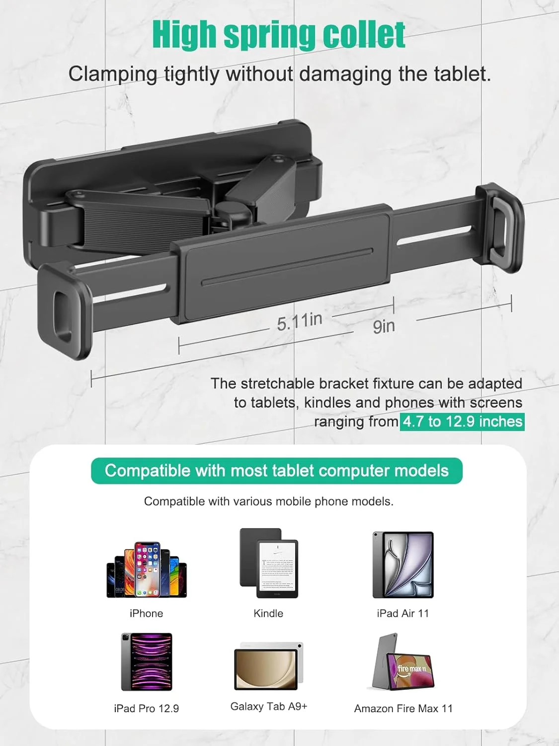 نگهدارنده دیواری تبلت، چرخش 360 درجه، بدون نیاز به سوراخکاری، کاملا قابل تنظیم برای یوگا، آشپزخانه، مناسب برای آیپد پرو/مینی/ایر 4.7 تا 12.9 اینچ، کیندل (مشکی) نگهدارنده دیواری تبلت، چرخش 360 درجه، بدون نیاز به سوراخکاری، کاملا قابل تنظیم برای یوگا، آشپزخانه، مناسب برای آیپد پرو/مینی/ایر 4.7 تا 12.9 اینچ، کیندل (مشکی)