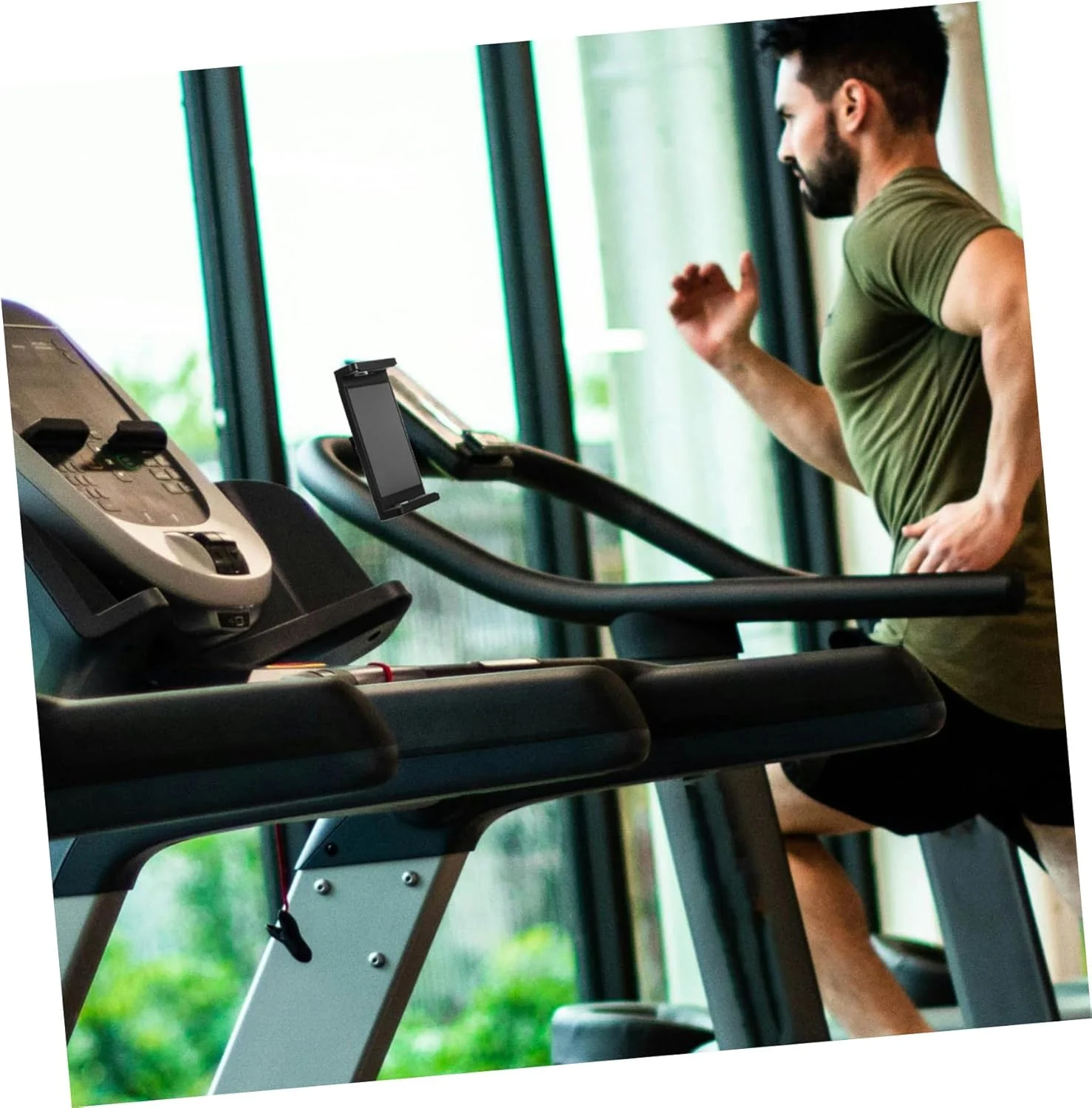 نگهدارنده تبلت تخت Milisten برای تردمیل و دوچرخه ورزشی، هولدر تبلت جهانی، پایه نگهدارنده قابل تنظیم تلفن برای استفاده بدون دست، طراحی جمع و جور و محکم، مناسب برای کالسکه و تجهیزات تناسب اندام