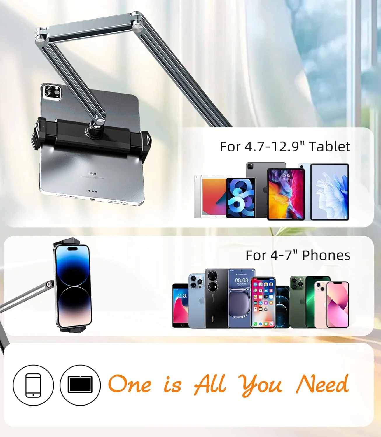 پایه نگهدارنده تبلت رومیزی، پایه فوق العاده محکم تلفن و آیپد با چرخش 360 درجه، بازوی آلومینیومی تبلت، پایه قابل تنظیم کیندل مناسب برای دستگاه های 4-13 اینچی (iPad Pro/Air/Mini) #931001 پایه نگهدارنده تبلت رومیزی، پایه فوق العاده محکم تلفن و آیپد با چرخش 360 درجه، بازوی آلومینیومی تبلت، پایه قابل تنظیم کیندل مناسب برای دستگاه های 4-13 اینچی (iPad Pro/Air/Mini) #931001