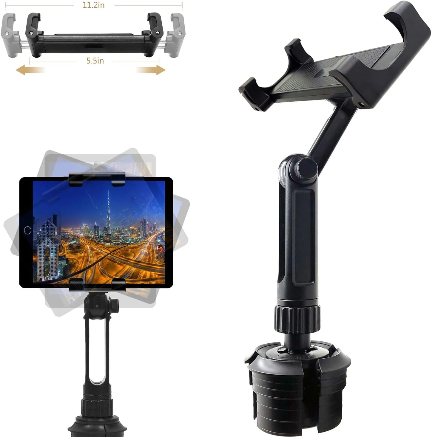 پایه نگهدارنده لیوان و تبلت و گوشی LycoGear Lycan مناسب خودرو و کامیون برای آیپد پرو ایر مینی آیفون ایکس آر ایکس اس 11 مکس 8 گلکسی تب اس 10 سرفیس پرو و اکثر جی پی اس های 6 و 7 اینچی