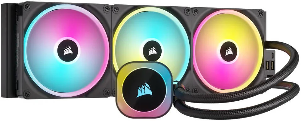 خنک کننده مایع پردازنده مرکزی Corsair iCUE LINK H170i RGB AIO، رادیاتور 420 میلی‌متری، 3 عدد فن QX140 RGB، سرعت فن 2000 دور در دقیقه، جریان هوای تا 82.5 CFM، صفحه خنک کننده مسی، رادیاتور آلومینیومی، مشکی | CW-9061004-WW