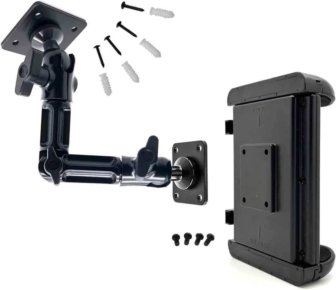 پایه تبلت فلزی صنعتی 8 اینچی LycoGear با آلیاژ سنگین - نگهدارنده آیپد برای دیوار یا کامیون، سازگار با آیپد پرو ایر مینی 12.9، گلکسی اس، سرفیس پرو و سوییچ