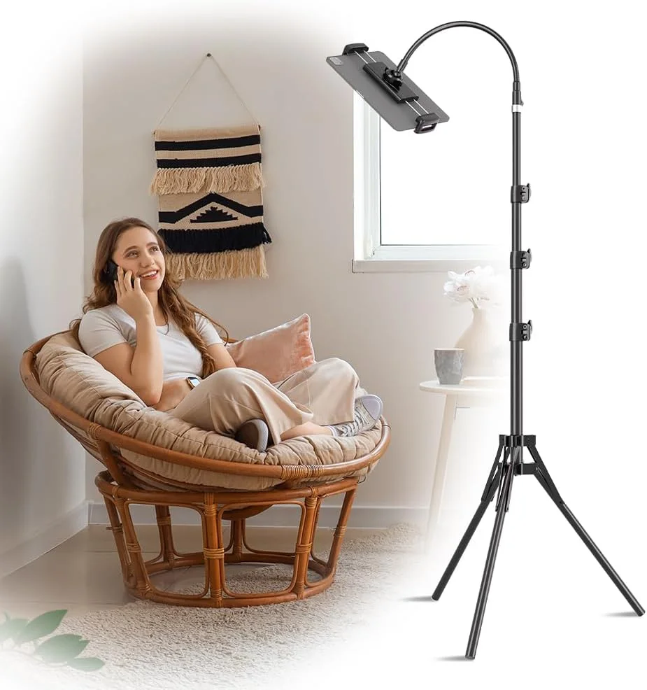 پایه سه پایه قابل تنظیم آیپد Lusweimi، پایه زمینی 72 اینچی با گردن غازی چرخان 360 درجه، سازگار با آیپد پرو 12.9، آیفون و تبلت های 4.7-12.9 اینچی پایه سه پایه قابل تنظیم آیپد Lusweimi، پایه زمینی 72 اینچی با گردن غازی چرخان 360 درجه، سازگار با آیپد پرو 12.9، آیفون و تبلت های 4.7-12.9 اینچی