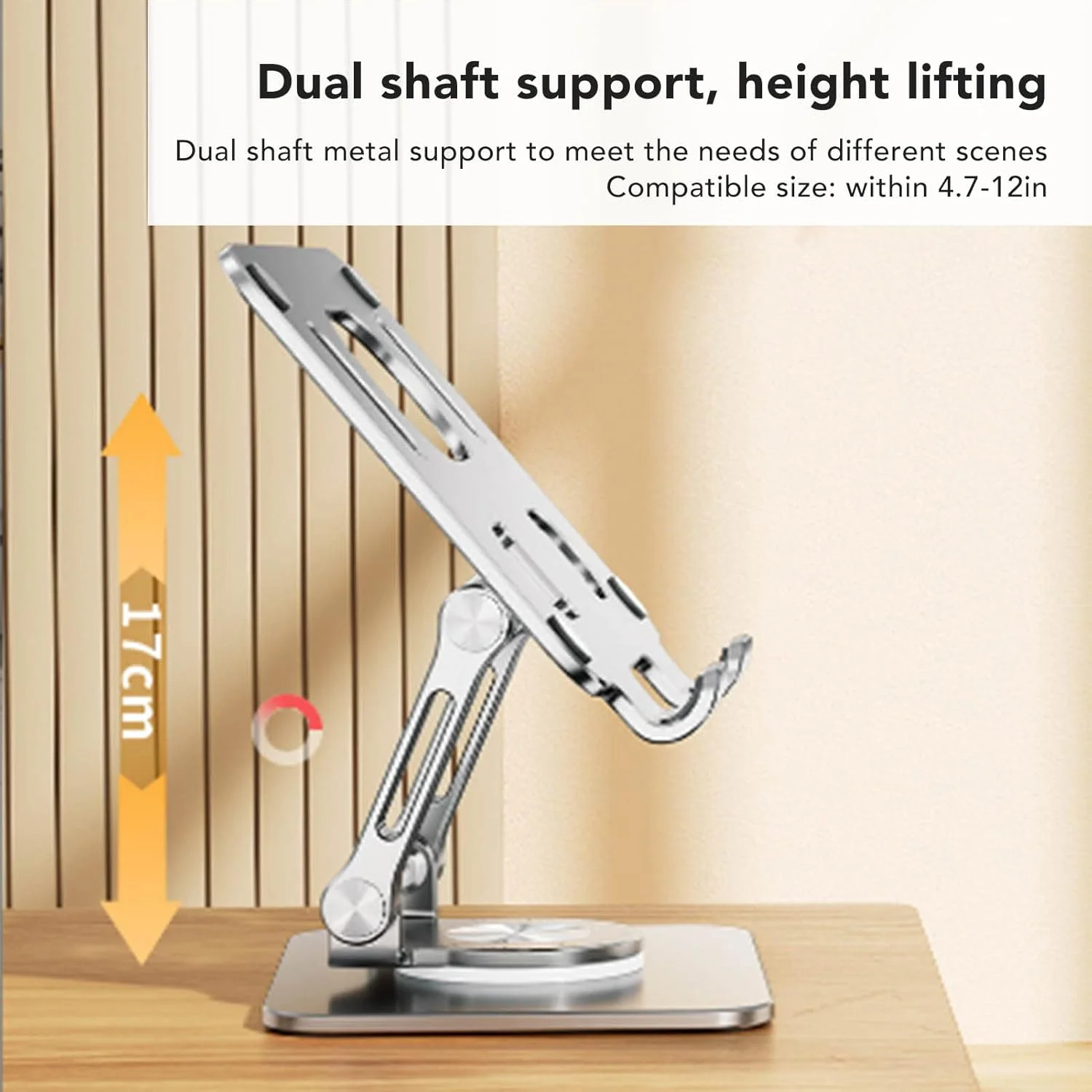 پایه تبلت قابل تنظیم، پایه مانیتور قابل حمل، پایه تبلت خنک کننده توخالی تاشو با چرخش 360 درجه، پایه تبلت رومیزی آلومینیومی سنگین برای تبلت و تلفن