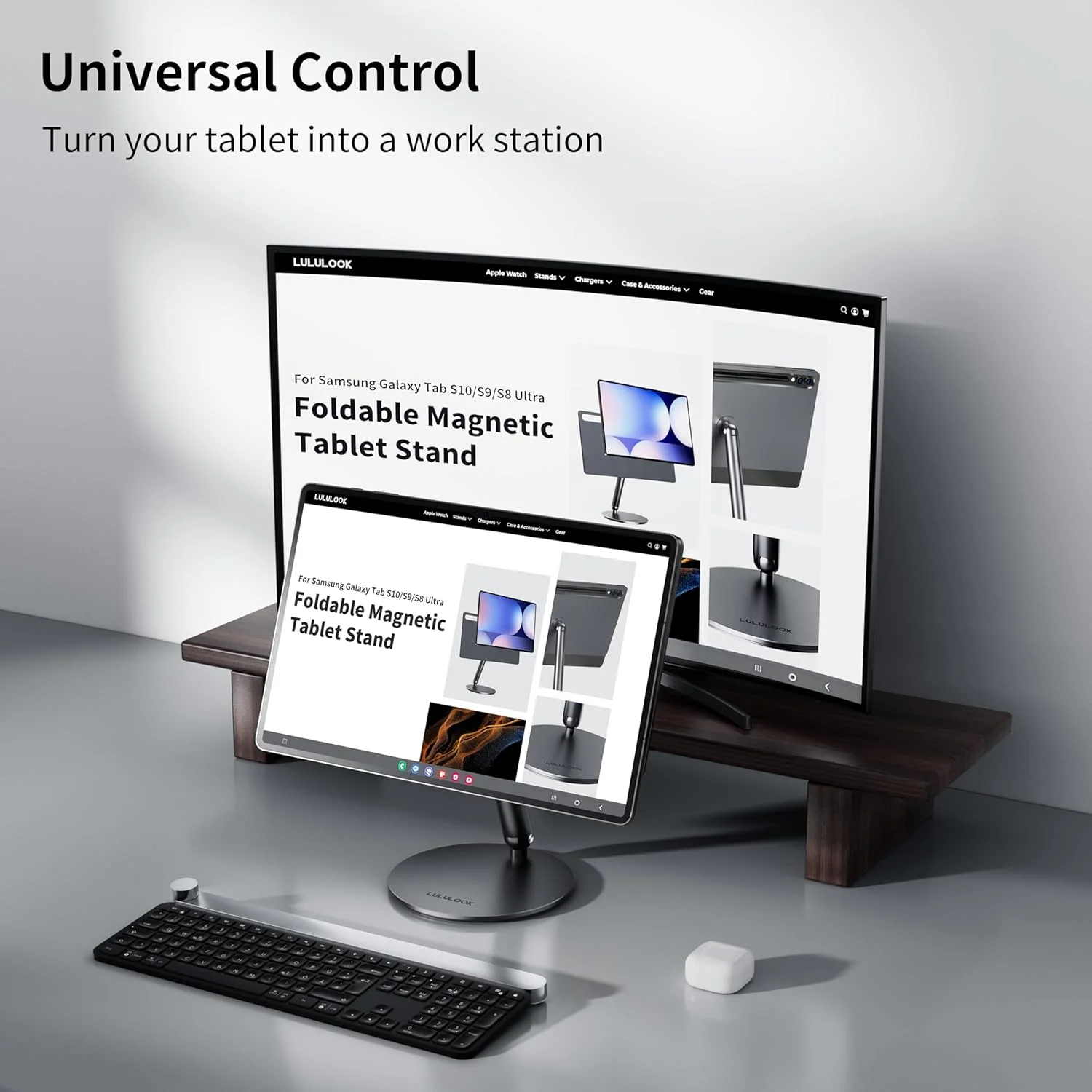 پایه تبلت مغناطیسی تاشو LULULOOK 2025 برای Samsung Galaxy Tab S10/S9/S8 Ultra 14.6 اینچ، پایه شناور چرخان 360 درجه ارتقا یافته تمام آلیاژ آلومینیوم با سوراخ S-Pen برای Ultra 14.6 اینچ پایه تبلت مغناطیسی تاشو LULULOOK 2025 برای Samsung Galaxy Tab S10/S9/S8 Ultra 14.6 اینچ، پایه شناور چرخان 360 درجه ارتقا یافته تمام آلیاژ آلومینیوم با سوراخ S-Pen برای Ultra 14.6 اینچ