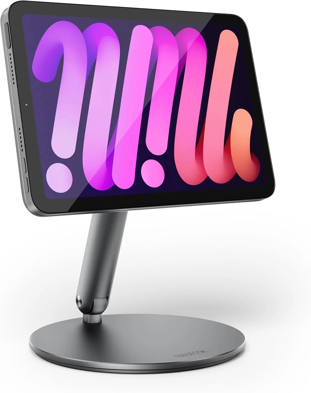 پایه مغناطیسی 360 درجه LULULOOK برای آیپد مینی 7 A17 Pro/Mini 6 8.3 اینچ (2024/2021)، پایه رومیزی تبلت تاشو آلیاژ آلومینیوم با پایه چرخان برای طراحی و تماشای اپل آیپد مینی 7/6 (خاکستری)