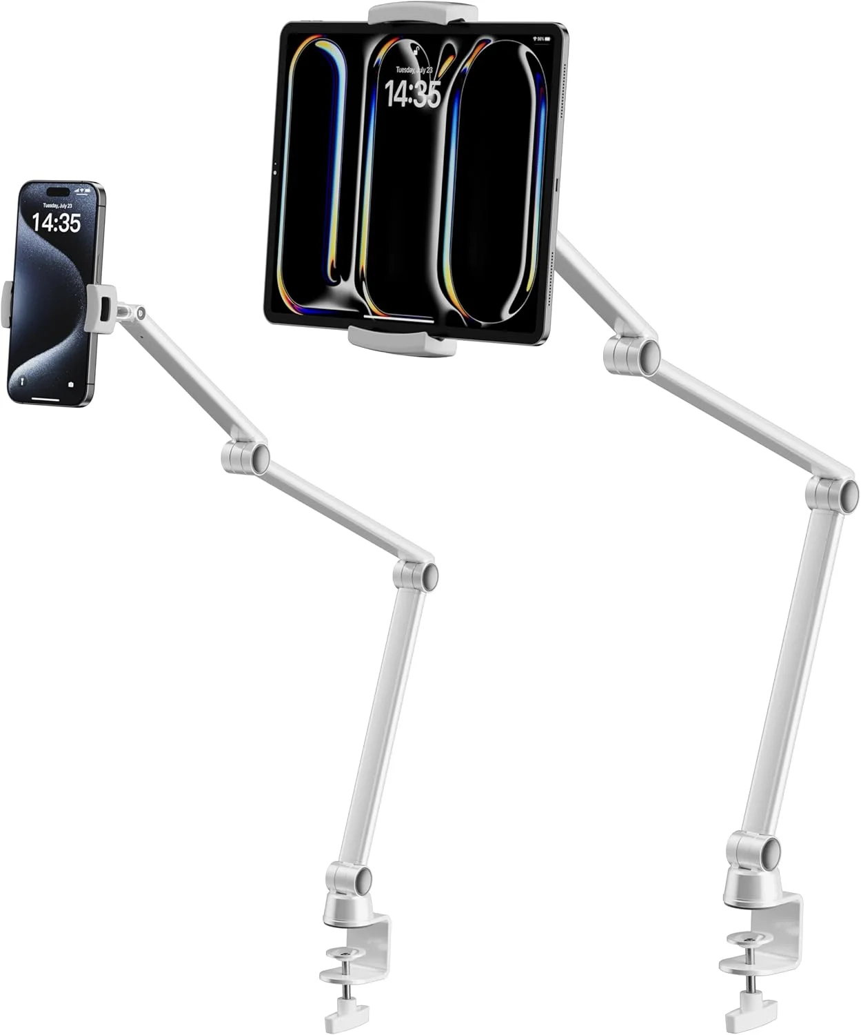 پایه نگهدارنده آیپد LULULOOK، ساخته شده از آلیاژ آلومینیوم - قابل تنظیم برای میز، سازگار با آیپد پرو 12.9، مینی، گلکسی تب، آیفون 16 پرو مکس، کیندل، تبلت 4.7 تا 13 اینچ (2 گیره) پایه نگهدارنده آیپد LULULOOK، ساخته شده از آلیاژ آلومینیوم - قابل تنظیم برای میز، سازگار با آیپد پرو 12.9، مینی، گلکسی تب، آیفون 16 پرو مکس، کیندل، تبلت 4.7 تا 13 اینچ (2 گیره)