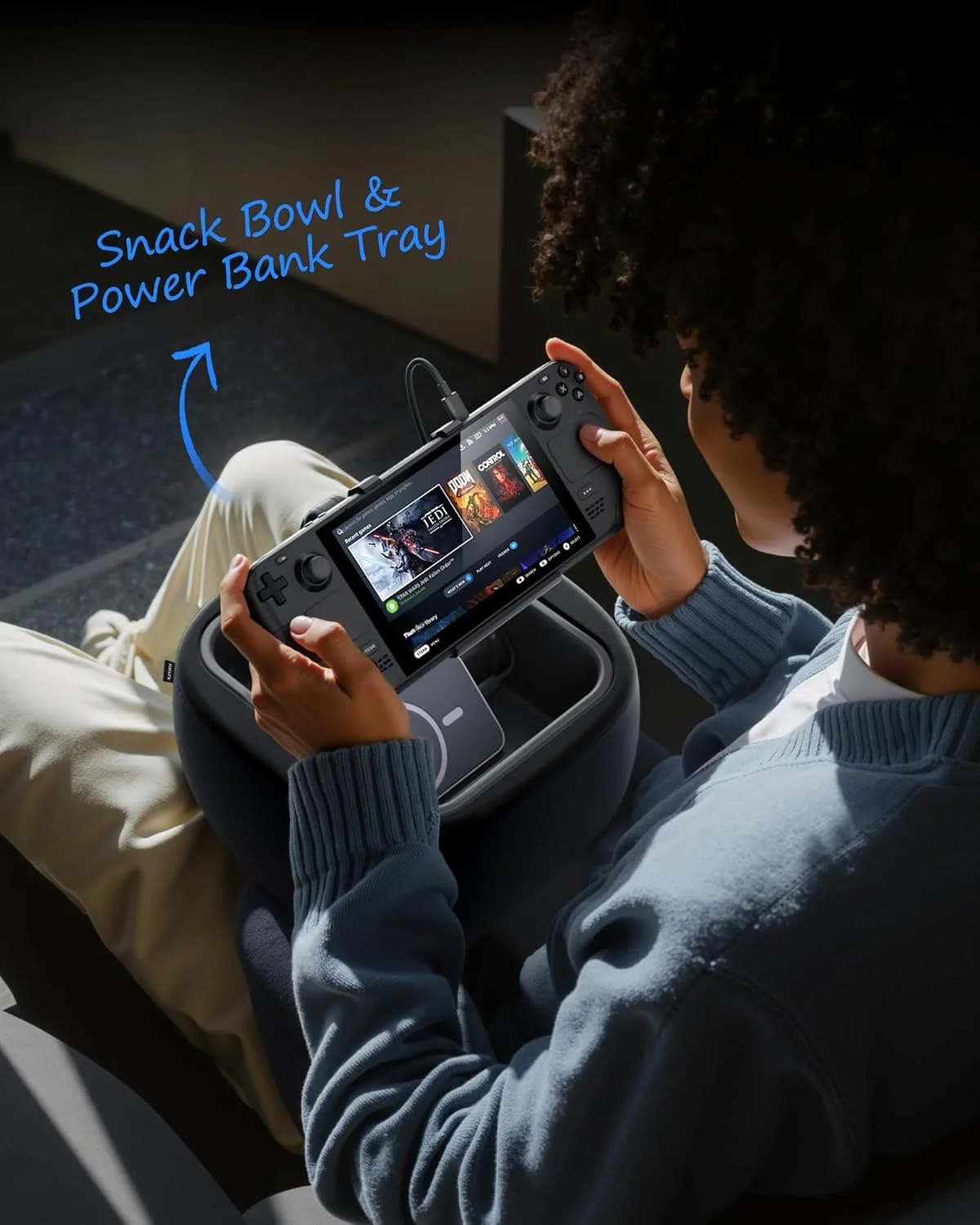 پایه بالشتی گیمینگ LULULOOK برای استیم دک و تبلت 4.7-14.6 اینچی، پایه بالشتی Zero Gravity Kindle برای لپ تاپ سازگار با لوازم جانبی استیم دک (قابل شستشو در ماشین لباسشویی)