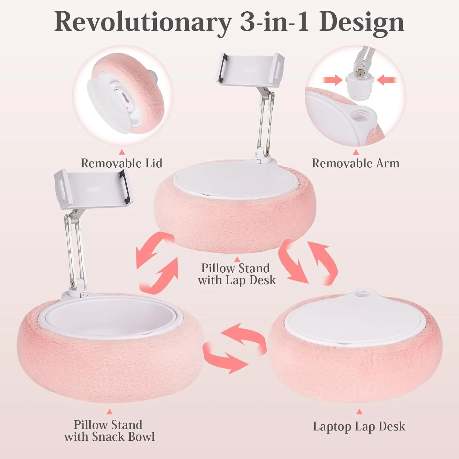 پایه نگهدارنده تبلت و کتاب خوان الکترونیکی LORAK مدل 3 در 1 با بازوی آلومینیومی سه محوره، پایه نگهدارنده تبلت با کاسه تنقلات و میز لپ تاپ برای کتاب خوان الکترونیکی/تلفن/تبلت/سوییچ 4.7-15.6 اینچی، مطالعه بدون دست روی تخت/مبل/کاناپه