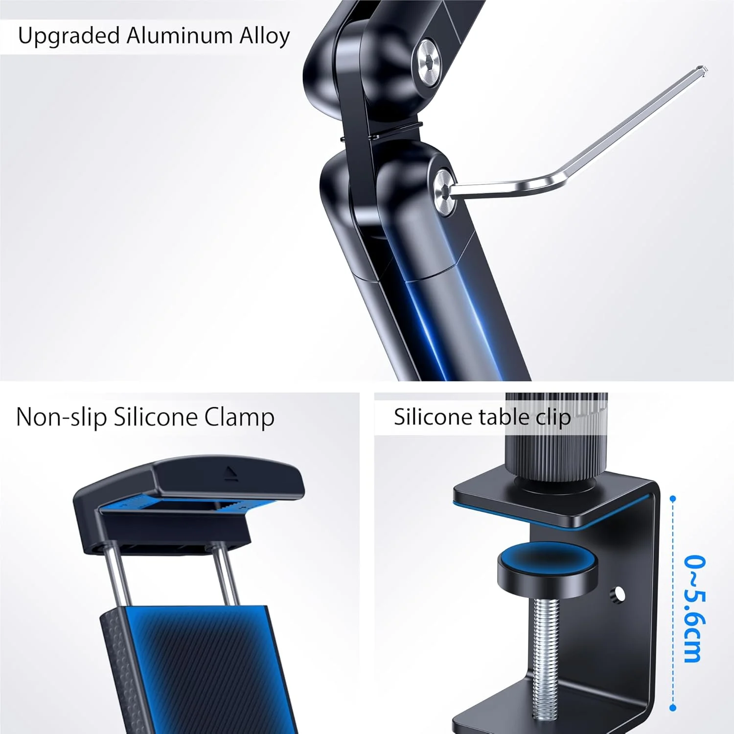 پایه نگهدارنده تبلت، بازوی قابل افزایش طول برای میز، پایه آلومینیومی با قابلیت چرخش 360 درجه با پایه فلزی، سازگار با تبلت ها و تلفن های 4.7 تا 13 اینچی، Samsung Galaxy، Kindle Fire HD پایه نگهدارنده تبلت، بازوی قابل افزایش طول برای میز، پایه آلومینیومی با قابلیت چرخش 360 درجه با پایه فلزی، سازگار با تبلت ها و تلفن های 4.7 تا 13 اینچی، Samsung Galaxy، Kindle Fire HD