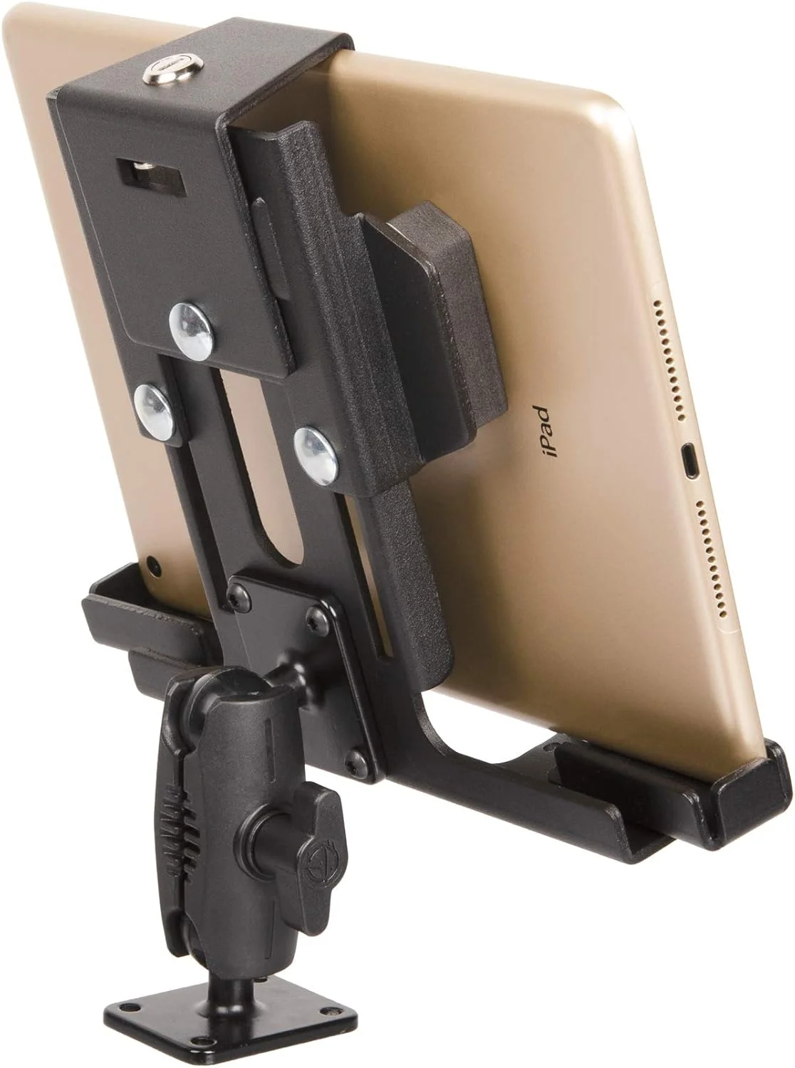 پایه نگهدارنده تبلت فلزی قفل‌دار Tackform برای خودرو، کامیون یا نیمه سنگین [آماده ELD]، پایه دریل سنگین - سازگار با آیپد، گلکسی و سایر تبلت‌ها با اندازه صفحه نمایش 7-10 اینچ