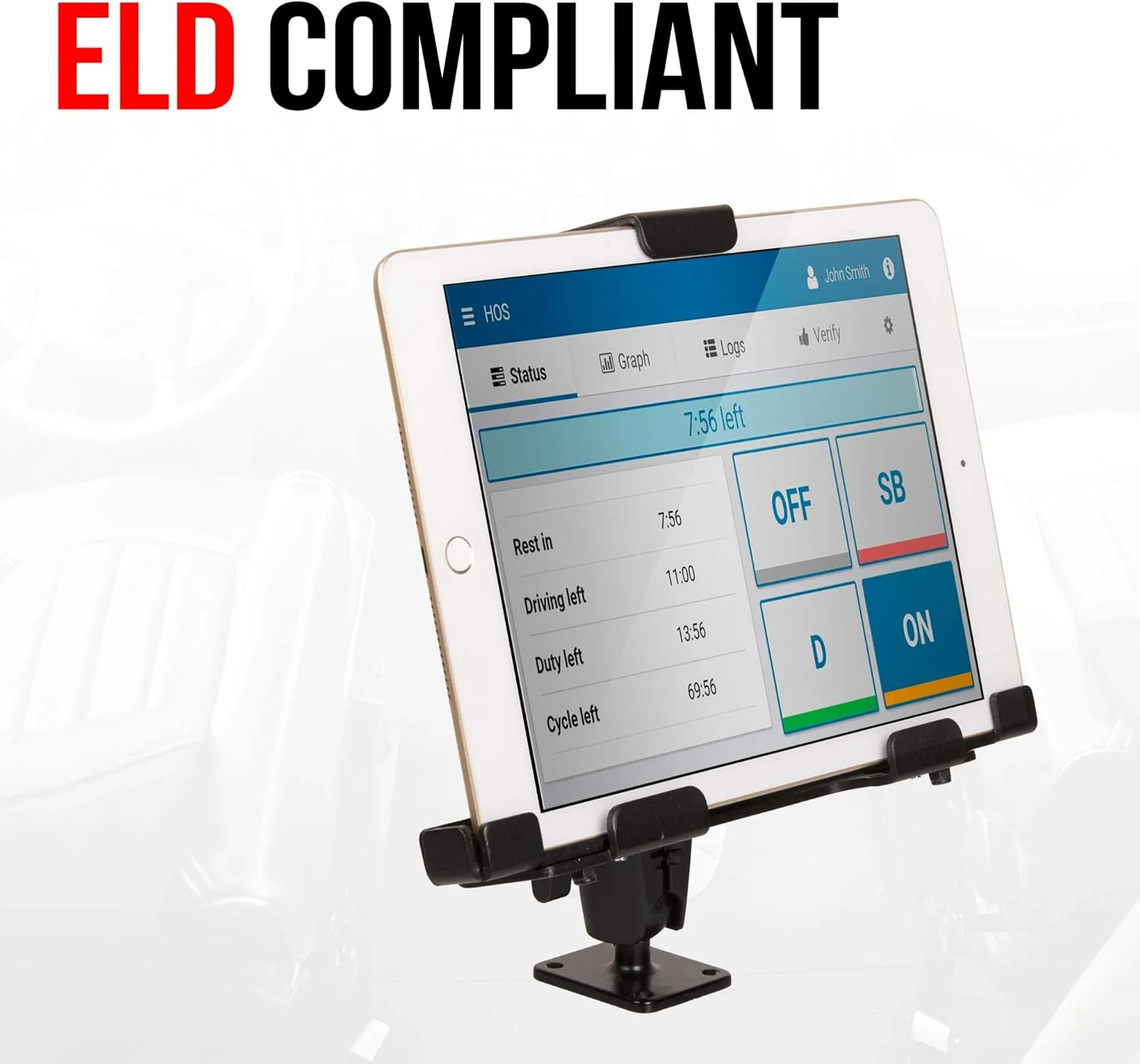 پایه نگهدارنده تبلت فلزی قفل‌دار Tackform برای خودرو، کامیون یا نیمه سنگین [آماده ELD]، پایه دریل سنگین - سازگار با آیپد، گلکسی و سایر تبلت‌ها با اندازه صفحه نمایش 7-10 اینچ