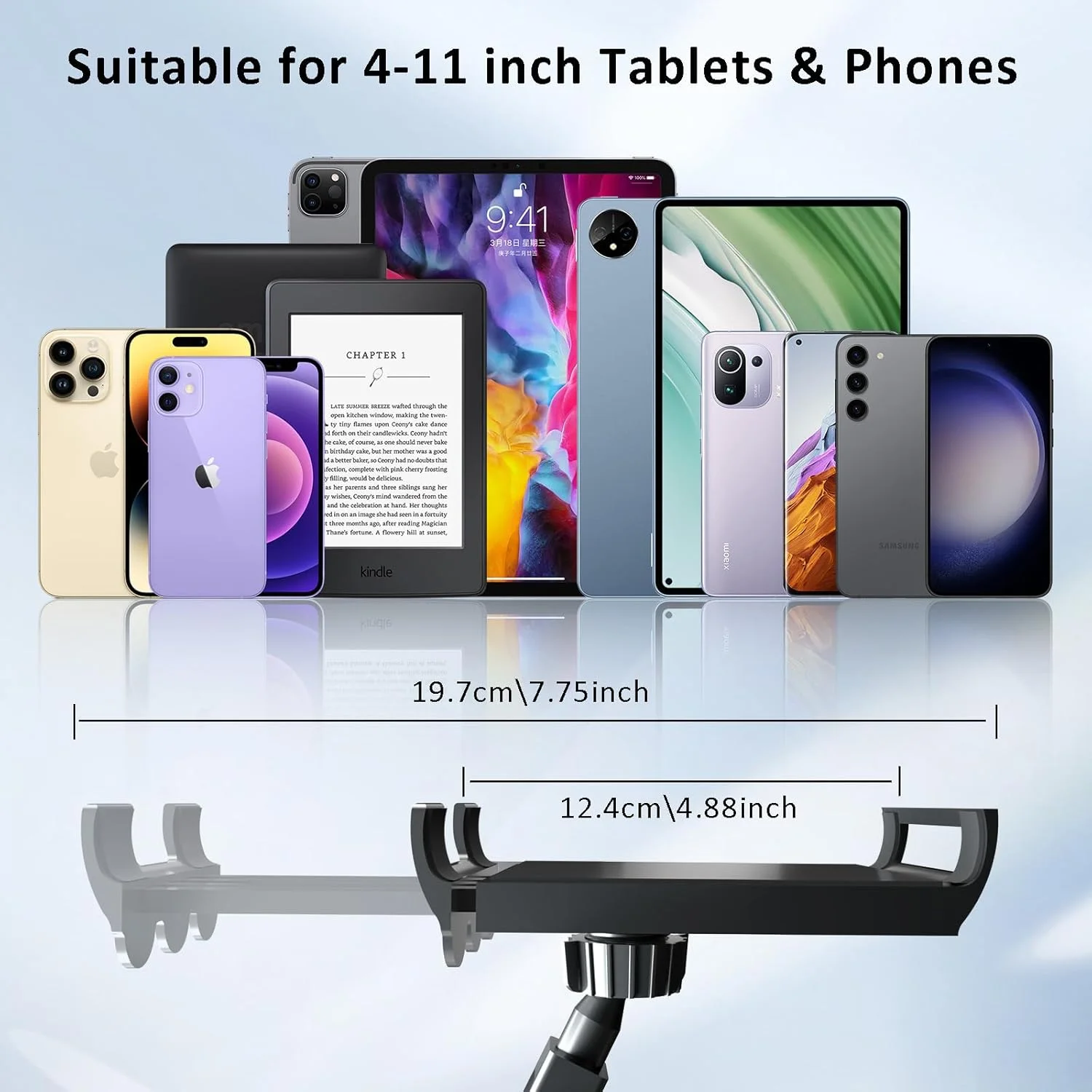 نگهدارنده تبلت برای مطالعه کتاب در تخت با ریموت ورق زن، پایه بازوی تنبل با قابلیت تنظیم آسان و بدون نیاز به دست برای لوازم جانبی کتاب‌خوان، هدیه برای کتاب‌خوان‌ها