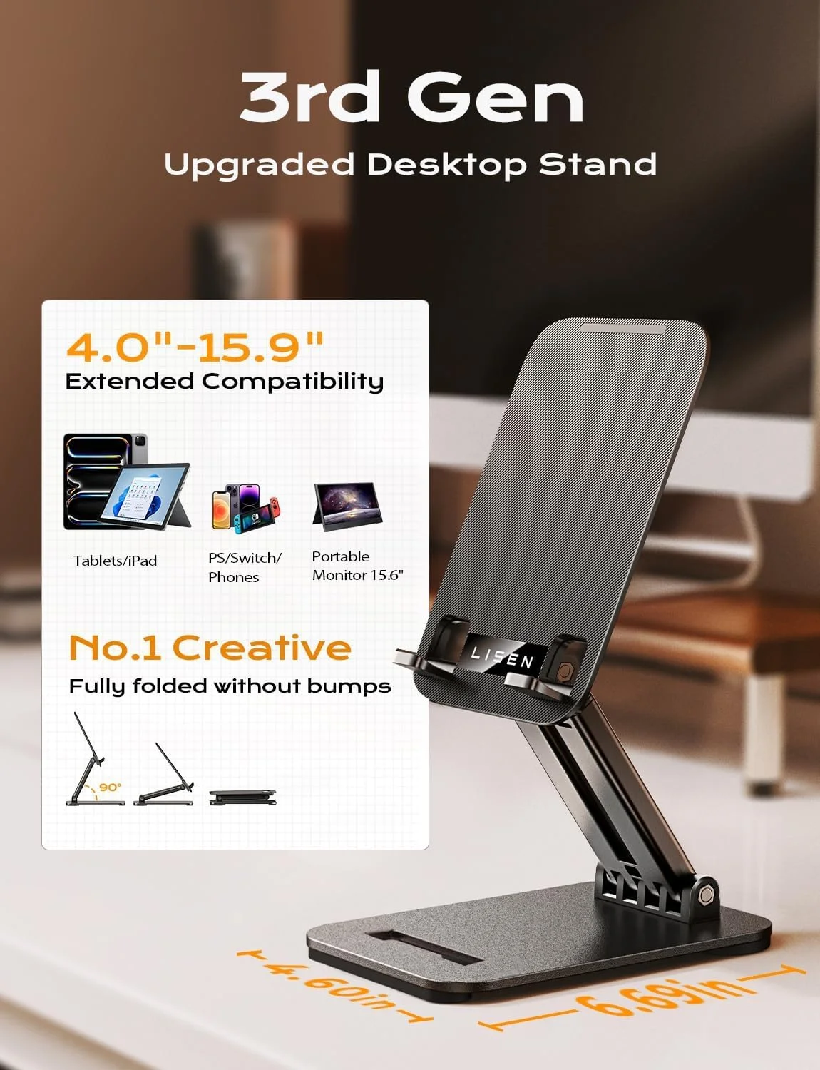 پایه تبلت LISEN برای آیپد، نگهدارنده رومیزی و هولدر گوشی موبایل مناسب سفر