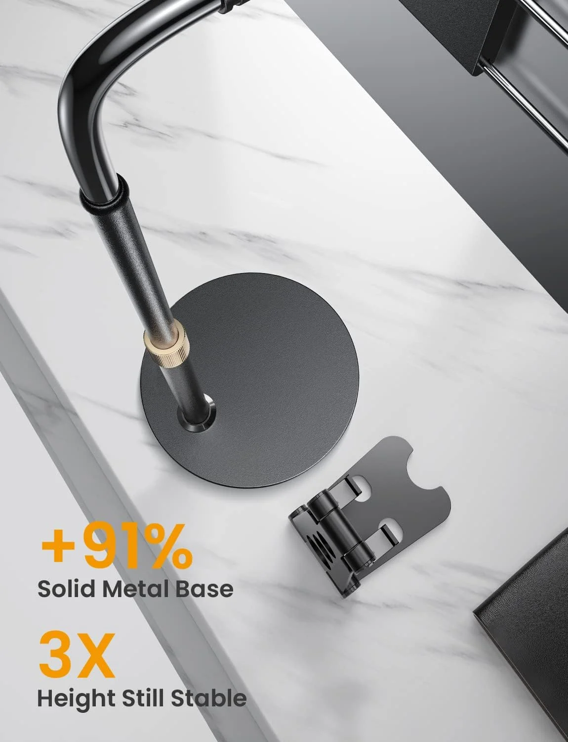 پایه نگهدارنده تبلت LISEN برای میز، پایه مانیتور قابل حمل و قابل تنظیم، مناسب برای تبلت های ضخیم، مناسب برای آیپد پرو (4.7 تا 15.6 اینچ) 12.9/10.9/10.2 Air Mini 4 3 2 Fire Tab Nexus Kindle، مشکی