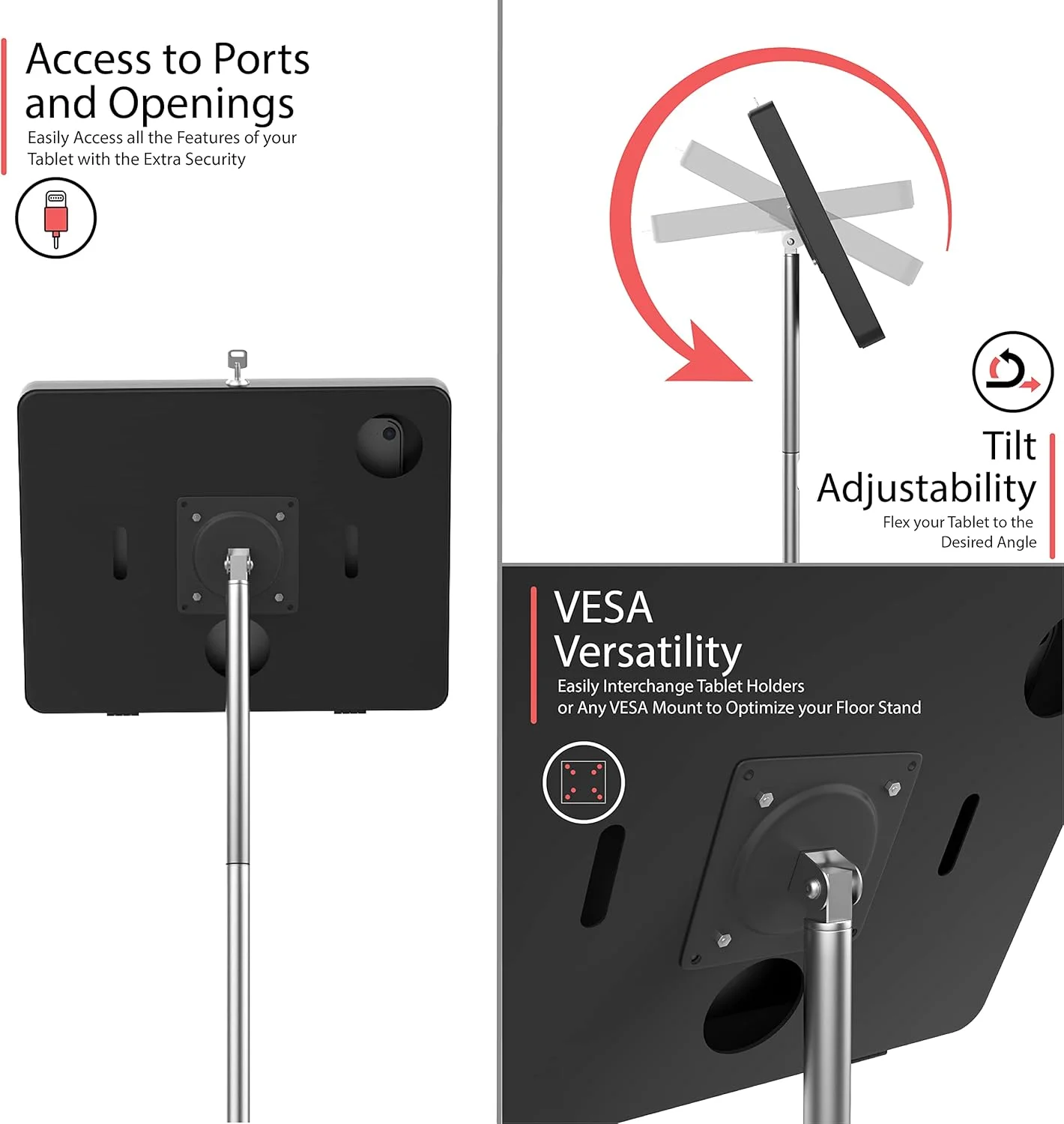 پایه ایستاده موبایل جمع و جور CTA Digital PAD-PARACGS با محفظه امنیتی جهانی