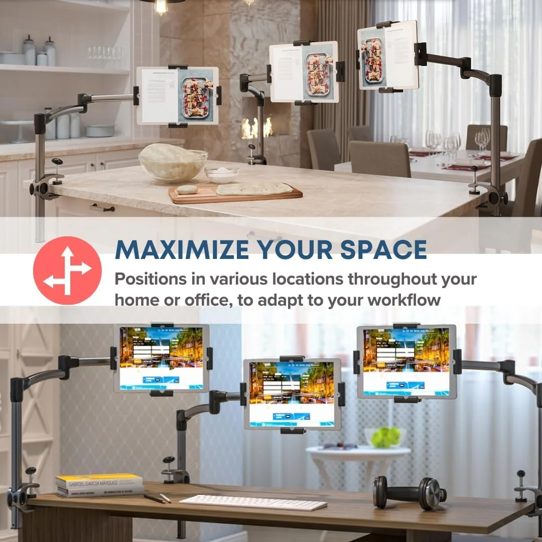 نگهدارنده تبلت گیره ای LEVO G2 برای میز: پایه نگهدارنده آیپد، نگهدارنده کیندل، پایه رومیزی آیپد، ممتاز