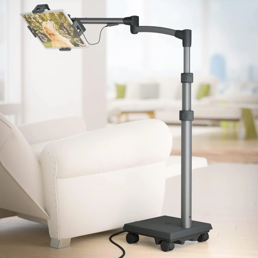 پایه رومیزی چرخ دار تبلت LEVO G2 تجاری و ارگونومیک با پورت شارژ USB-C 60 واتی برای اکثر آیپد پرو، سرفیس پرو، آمازون، سامسونگ، کیندل و سایر صفحه های لمسی