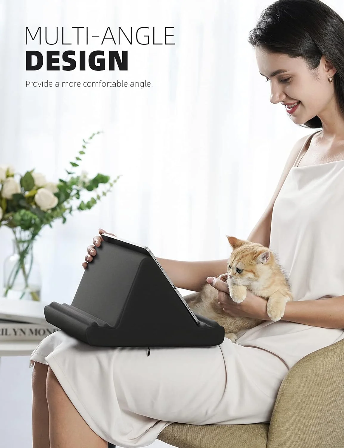 پایه نگهدارنده تبلت Lamicall مدل بالش - پایه نرم و راحت برای تبلت، مناسب برای استفاده روی پا، تخت و میز، دارای جیب و 4 زاویه دید، سازگار با آیپد پرو 13، 11، 12.9، ایر، مینی، کیندل، آیفون و دستگاه های 4 تا 13 اینچی، مشکی پایه نگهدارنده تبلت Lamicall مدل بالش - پایه نرم و راحت برای تبلت، مناسب برای استفاده روی پا، تخت و میز، دارای جیب و 4 زاویه دید، سازگار با آیپد پرو 13، 11، 12.9، ایر، مینی، کیندل، آیفون و دستگاه های 4 تا 13 اینچی، مشکی