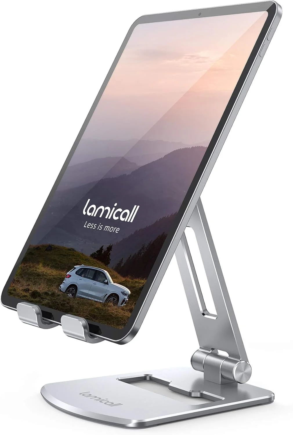 پایه نگهدارنده تبلت قابل تنظیم Lamicall - پایه تاشو تلفن، پایه رومیزی تبلت با قابلیت چرخش 360 درجه، برای تبلت های 4.7-13 اینچی مانند آیپد پرو 11، 12.9 ایر مینی، تب ها، کیندل، آیفون ایر 17 پرو مکس، نقره ای