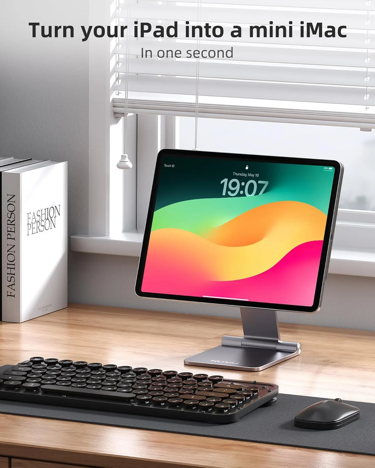 پایه مغناطیسی تاشو KU XIU فقط برای آیپد پرو ۱۳ M4 2024، پایه تبلت آلیاژ آلومینیوم ممتاز برای میز، پایه نگهدارنده تبلت قابل تنظیم با چرخش 360 درجه برای آیپد پرو ۱۳ اینچ M4 برای کار و طراحی