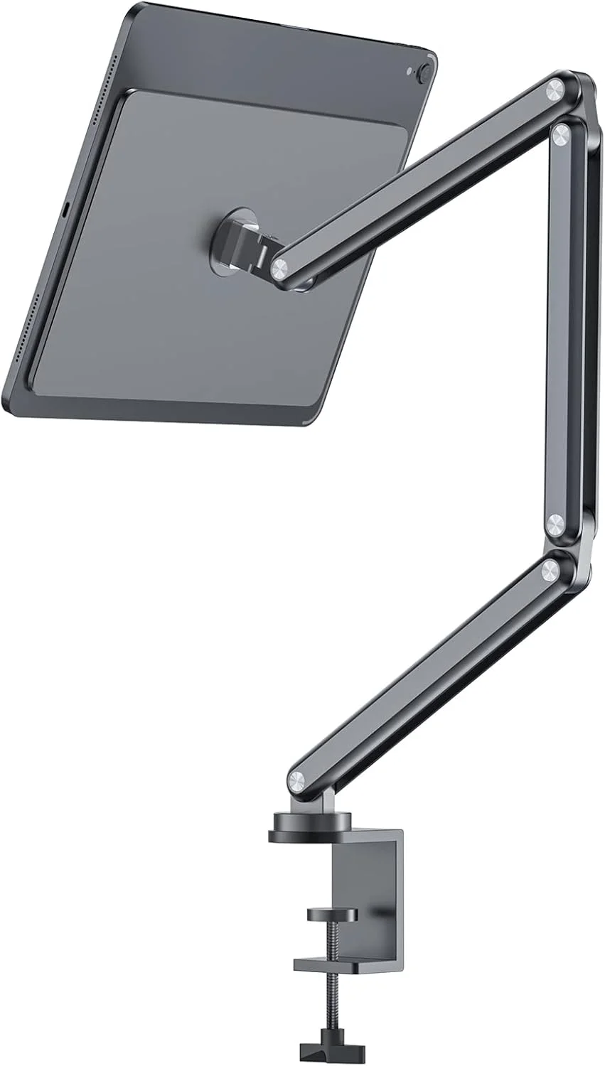 پایه بازوی مغناطیسی KU XIU فقط برای آیپد پرو ۱۱ اینچ M4/M5، پایه تبلت تاشو آلیاژ آلومینیوم ممتاز برای کار، نگهدارنده قابل تنظیم چند گره ای قابل حمل رومیزی آیپد