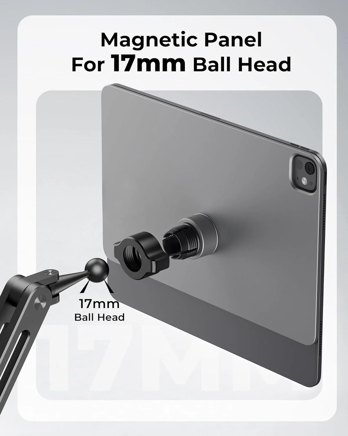 صفحه نصب مغناطیسی KU XIU برای آیپد پرو ۱۱ اینچ M4/M5، صفحه آلیاژ آلومینیوم برای سر توپی ۱۷ میلی‌متری، سازگاری گسترده با انواع پایه تبلت [بازو شامل نمی‌شود]