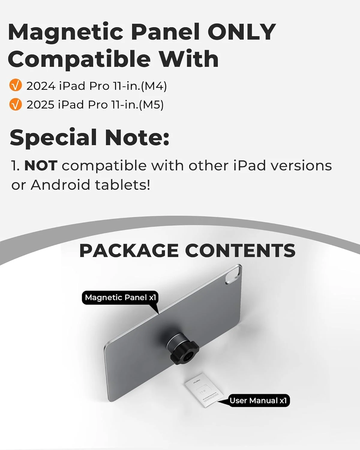 صفحه نصب مغناطیسی KU XIU برای آیپد پرو ۱۱ اینچ M4/M5، صفحه آلیاژ آلومینیوم برای سر توپی ۱۷ میلی‌متری، سازگاری گسترده با انواع پایه تبلت [بازو شامل نمی‌شود]