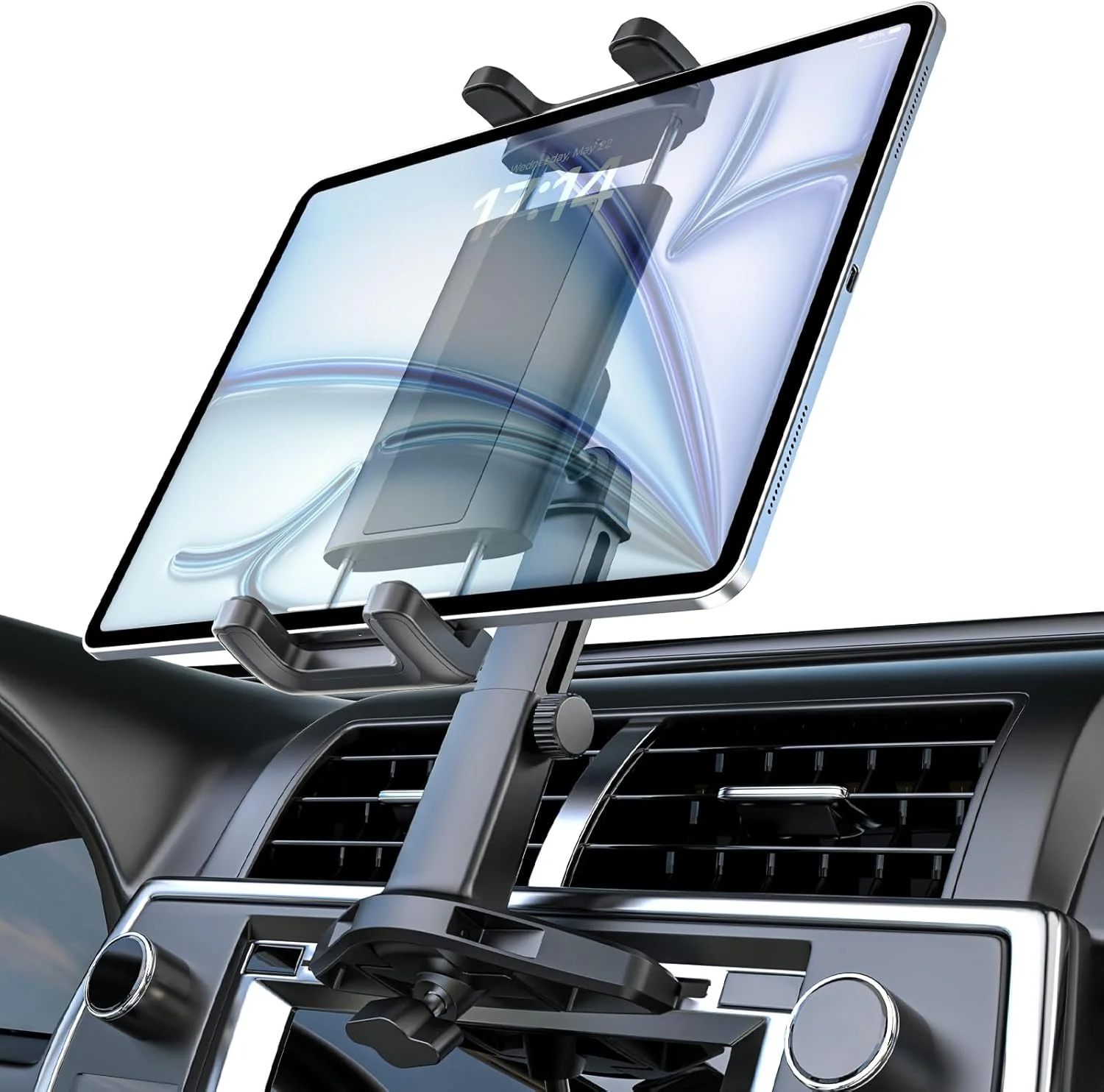 نگهدارنده تبلت خودرو، جایگاه CD، [بازوی با قابلیت تنظیم ارتفاع] پایه تبلت پخش کننده CD خودرو، گیره CD جهانی خودرو برای آیپد پرو ایر مینی، تبلت های گلکسی / زد فولد / زد فلیپ، آیفون، دستگاه های 4-12.9 اینچی