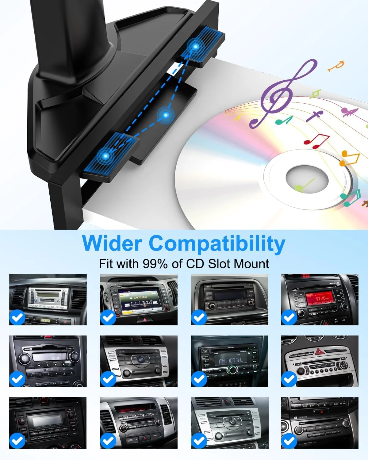 نگهدارنده تبلت خودرو، جایگاه CD، [بازوی با قابلیت تنظیم ارتفاع] پایه تبلت پخش کننده CD خودرو، گیره CD جهانی خودرو برای آیپد پرو ایر مینی، تبلت های گلکسی / زد فولد / زد فلیپ، آیفون، دستگاه های 4-12.9 اینچی