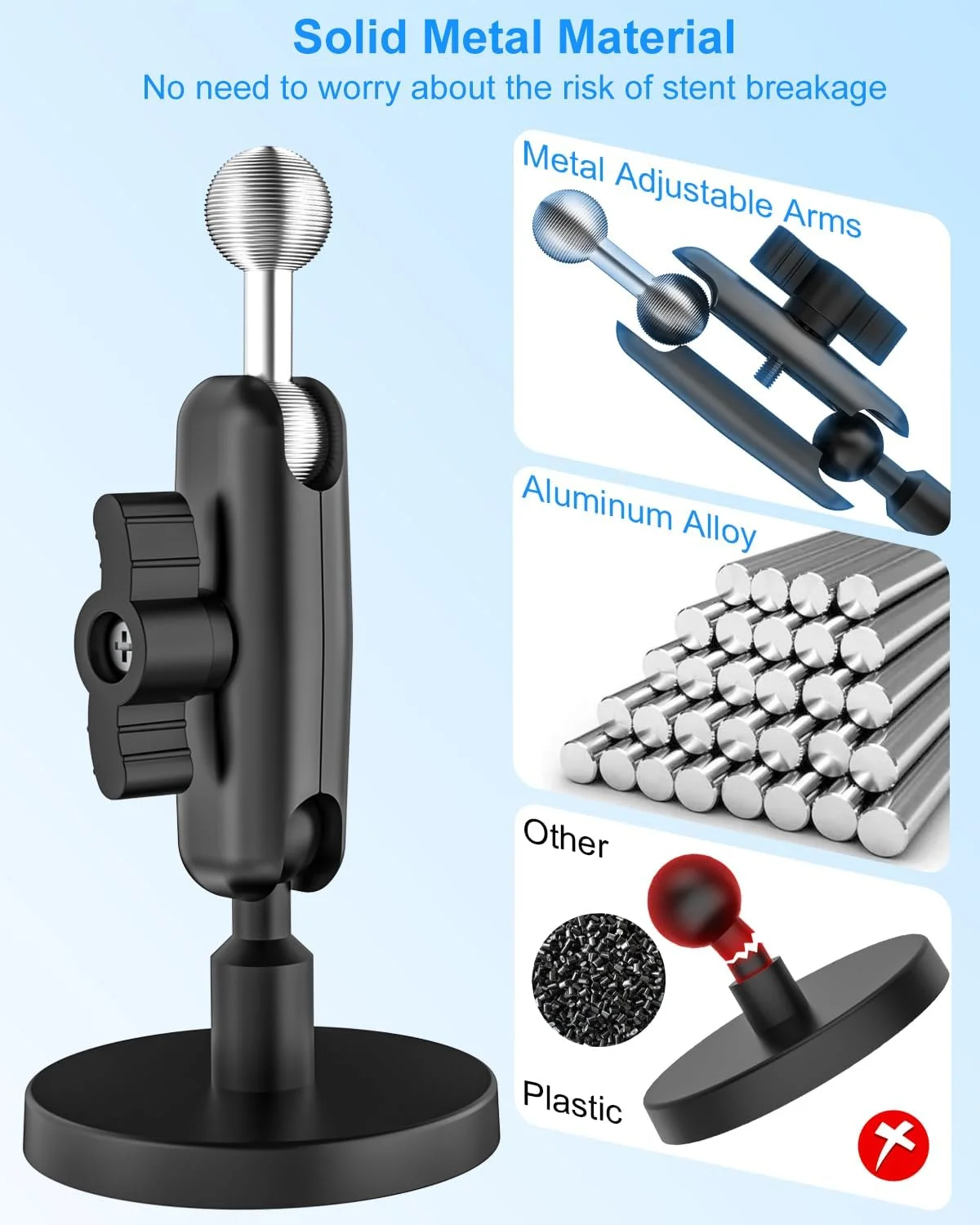 پایه مغناطیسی فلزی آیپد با بازوی قابل تنظیم، نگهدارنده مغناطیسی تبلت برای سطوح فلزی، یخچال، وایت برد، باشگاه، قفسه آهنی، سازگار با تلفن ها و تبلت های 4.7-12.9 اینچی