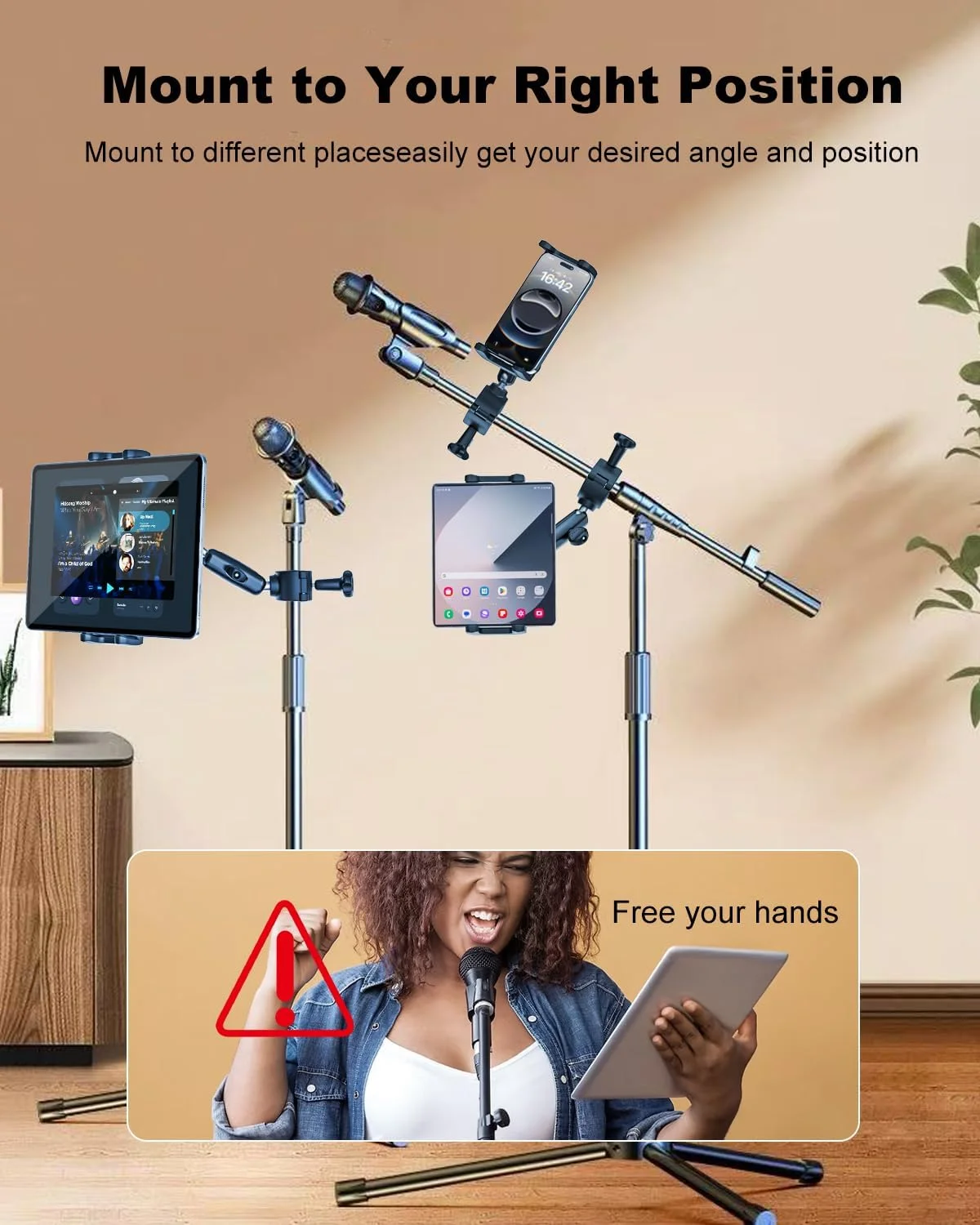 نگهدارنده فلزی آیپد برای پایه میکروفون، نگهدارنده تبلت فوق العاده بادوام برای پایه میکروفون، پایه میکروفون موسیقی با گیره نگهدارنده تبلت جهانی برای تبلت ها و تلفن های همراه 4.7-13 اینچی نگهدارنده فلزی آیپد برای پایه میکروفون، نگهدارنده تبلت فوق العاده بادوام برای پایه میکروفون، پایه میکروفون موسیقی با گیره نگهدارنده تبلت جهانی برای تبلت ها و تلفن های همراه 4.7-13 اینچی