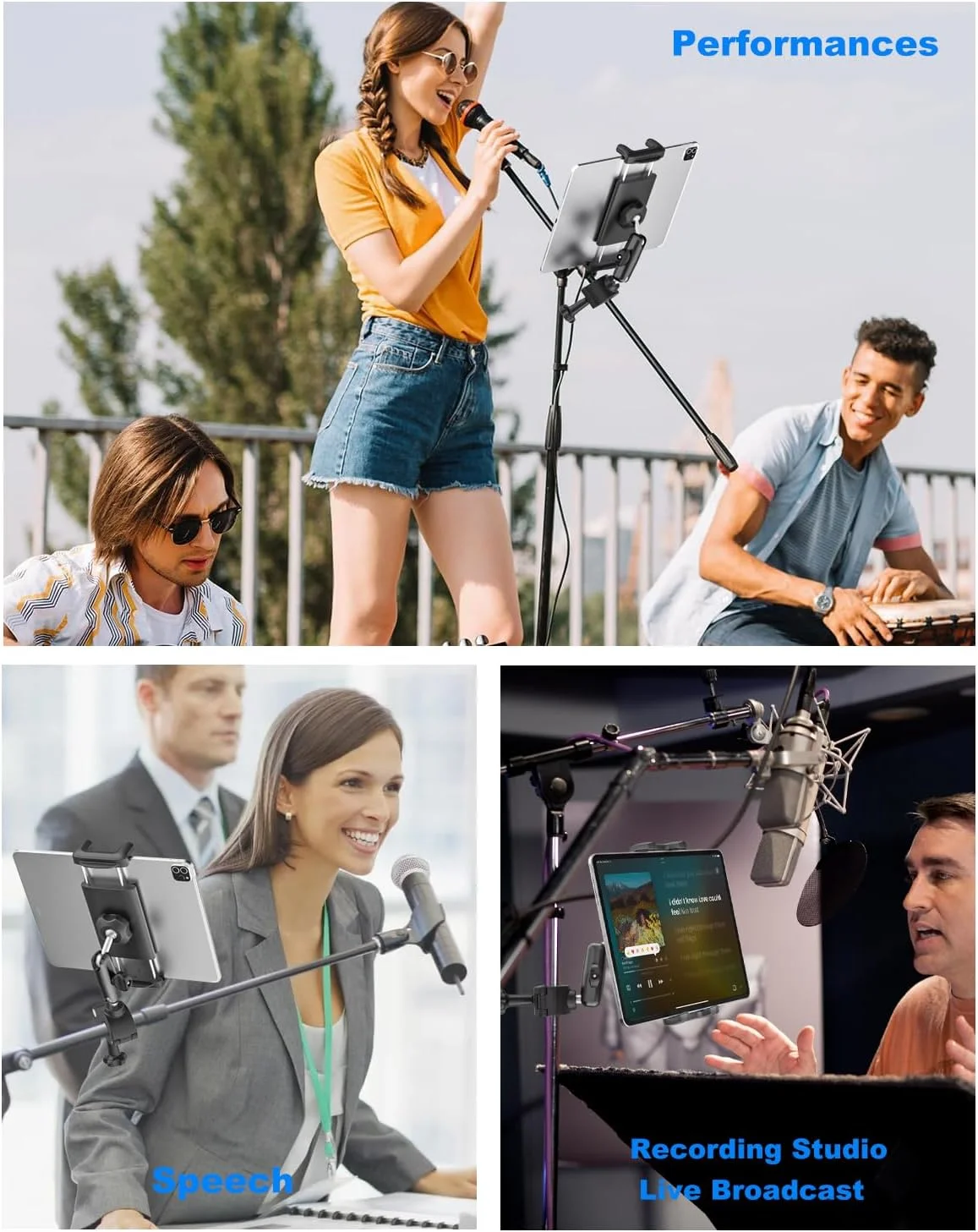 نگهدارنده فلزی آیپد برای پایه میکروفون، نگهدارنده تبلت فوق العاده بادوام برای پایه میکروفون، پایه میکروفون موسیقی با گیره نگهدارنده تبلت جهانی برای تبلت ها و تلفن های همراه 4.7-13 اینچی نگهدارنده فلزی آیپد برای پایه میکروفون، نگهدارنده تبلت فوق العاده بادوام برای پایه میکروفون، پایه میکروفون موسیقی با گیره نگهدارنده تبلت جهانی برای تبلت ها و تلفن های همراه 4.7-13 اینچی