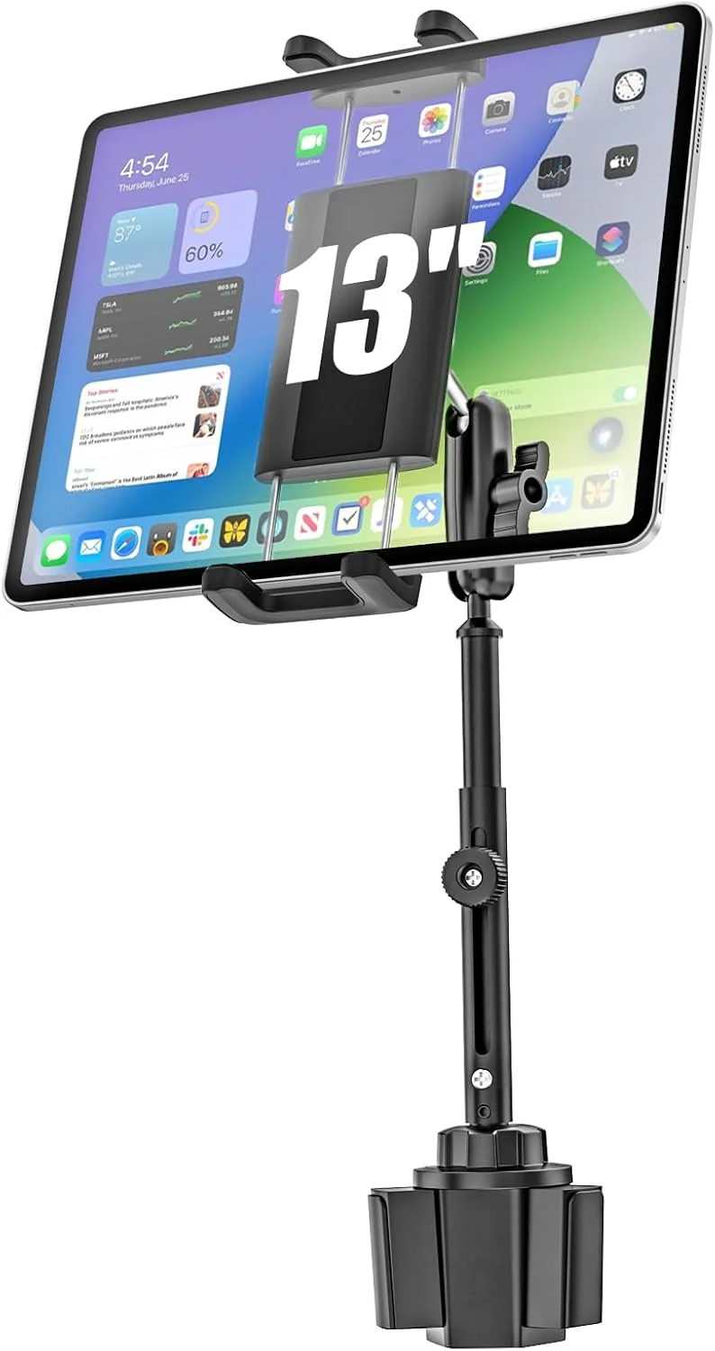 پایه نگهدارنده آیپد داخل خودرو، نصب در جالیوانی، بازوی بلند فلزی با قابلیت تنظیم ارتفاع، سازگار با آیپد پرو ایر مینی 4.7 تا 13 اینچ، گلکسی تب، آیفون و تلفن همراه
