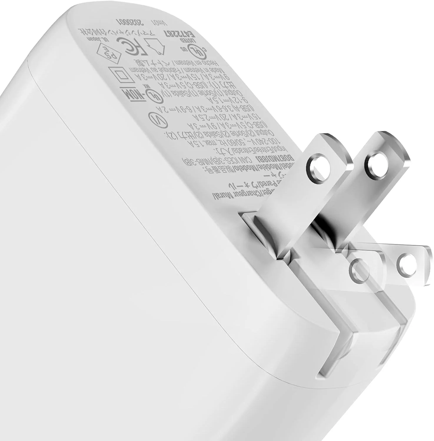 شارژر دیواری دو پورت 68 واتی GaN آمازون بیسیکس با 1 پورت USB-C (60 وات) و 1 پورت USB-A (18 وات) با PD برای لپتاپ، تبلت و تلفن (iPhone 16/15/14/13/12/11/X، iPad، MacPro، Samsung و غیره)، غیر PPS، سفید شارژر دیواری دو پورت 68 واتی GaN آمازون بیسیکس با 1 پورت USB-C (60 وات) و 1 پورت USB-A (18 وات) با PD برای لپتاپ، تبلت و تلفن (iPhone 16/15/14/13/12/11/X، iPad، MacPro، Samsung و غیره)، غیر PPS، سفید