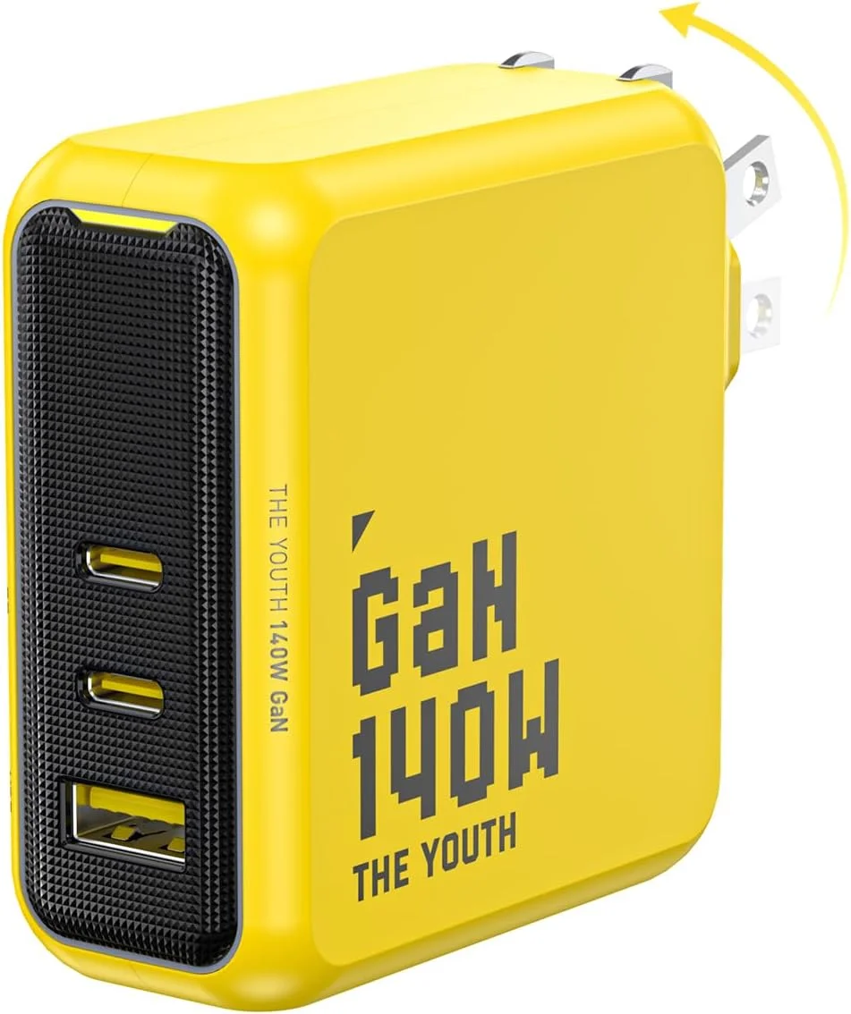 AOHI Youth 140W GaN+ USB C Charger 100W Laptop Fast Charger PD3.1 PPS 3-Port USB C Wall Charger Power Adapter for MacBook Pro 16'', Dell XPS, iPhone 17 Pro Max, iPad Pro, Tablet, Chromebook, Yellow AOHI Youth 140W GaN+ USB C Charger 100W Laptop Fast Charger PD3.1 PPS 3-Port USB C Wall Charger Power Adapter for MacBook Pro 16'', Dell XPS, iPhone 17 Pro Max, iPad Pro, Tablet, Chromebook, Yellow