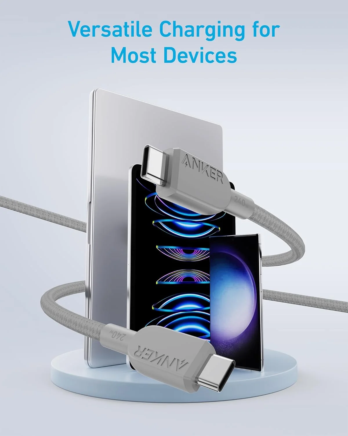 کابل USB C به USB C انکر (2 عددی، 3 متری)، کابل شارژ سریع 240 واتی Type-C برای سری آیفون 17/16، مک بوک پرو 2020، آیپد ایر 4 و غیره (خاکستری) کابل USB C به USB C انکر (2 عددی، 3 متری)، کابل شارژ سریع 240 واتی Type-C برای سری آیفون 17/16، مک بوک پرو 2020، آیپد ایر 4 و غیره (خاکستری)