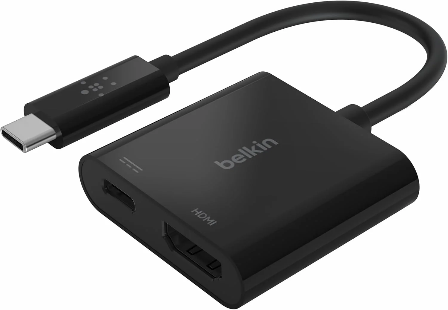 آداپتور USB-C به HDMI بلکین + درگاه شارژ USBC برای شارژ همزمان با نمایش، پشتیبانی از ویدئو 4K UHD، توان عبوری تا 60 وات برای دستگاه های متصل، سازگار با MacBook، iPad، Windows