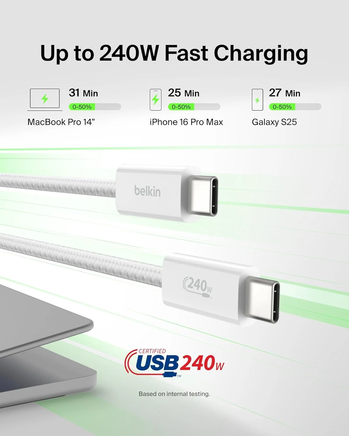 بسته 2 عددی کابل USB C به USB C بلکین، 2 متری، 240 وات - شارژر Type C، کابل شارژر آیفون، نرم، بافته شده، انعطاف پذیر برای آیپد پرو، سوییچ - سفید بسته 2 عددی کابل USB C به USB C بلکین، 2 متری، 240 وات - شارژر Type C، کابل شارژر آیفون، نرم، بافته شده، انعطاف پذیر برای آیپد پرو، سوییچ - سفید