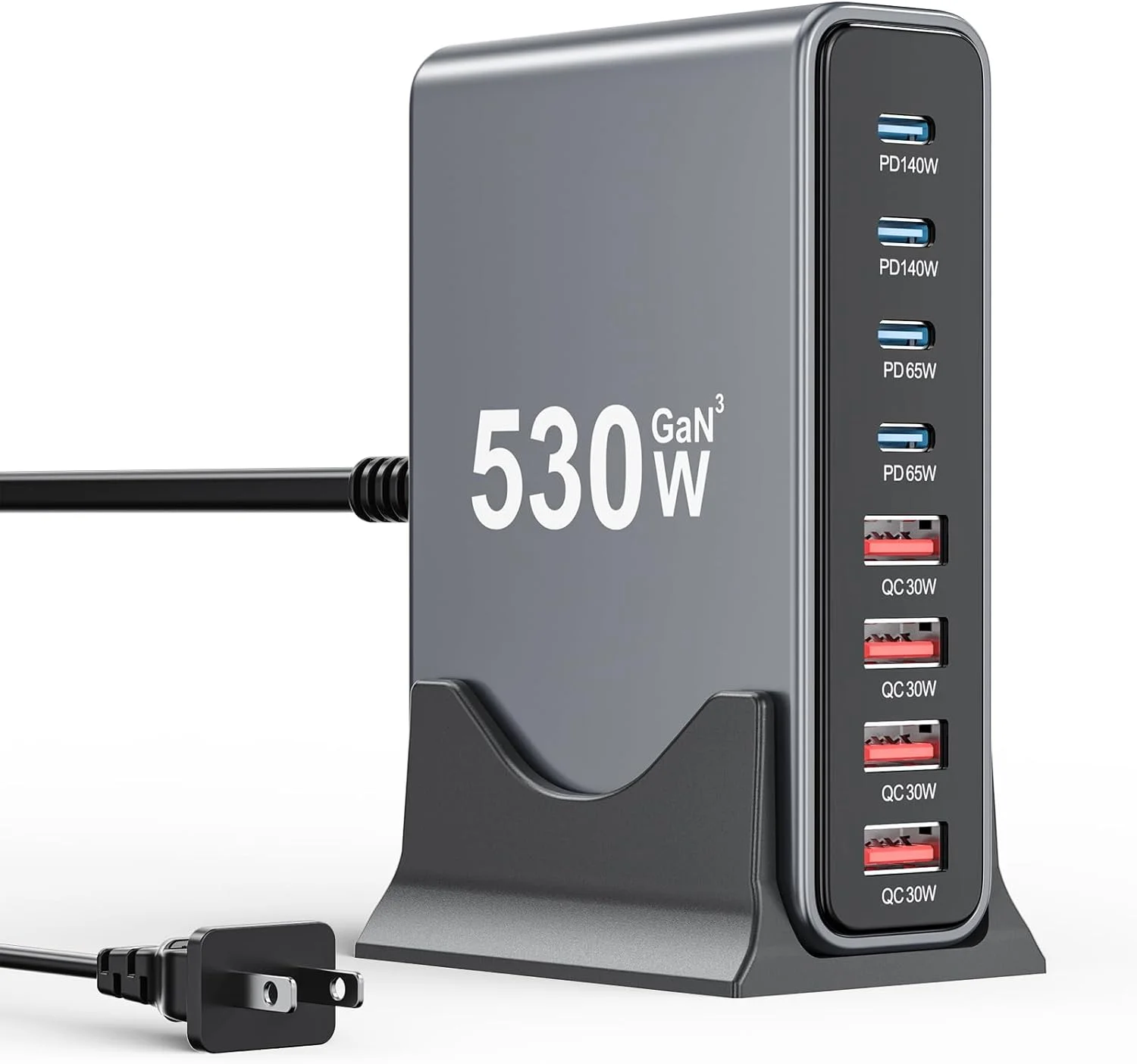 آداپتور شارژر USB C با توان 530 وات، استیشن شارژ 8 پورت USB C با فناوری GaN IV، شارژر سریع 100 واتی لپ تاپ برای مک بوک پرو/ایر، دِل، آیپد، آیفون، سامسونگ گلکسی آداپتور شارژر USB C با توان 530 وات، استیشن شارژ 8 پورت USB C با فناوری GaN IV، شارژر سریع 100 واتی لپ تاپ برای مک بوک پرو/ایر، دِل، آیپد، آیفون، سامسونگ گلکسی