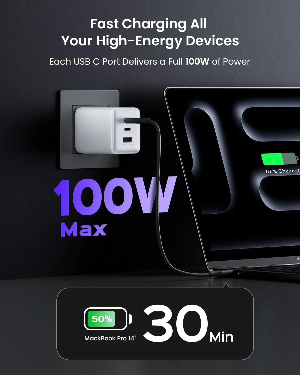 آداپتور برق 100 واتی USB C، شارژر دیواری USB سه پورت تاشو و جمع و جور برای MacBook Pro/Air، Dell XPS، iPad Pro، سری iPhone، Galaxy S25/S24 و غیره آداپتور برق 100 واتی USB C، شارژر دیواری USB سه پورت تاشو و جمع و جور برای MacBook Pro/Air، Dell XPS، iPad Pro، سری iPhone، Galaxy S25/S24 و غیره